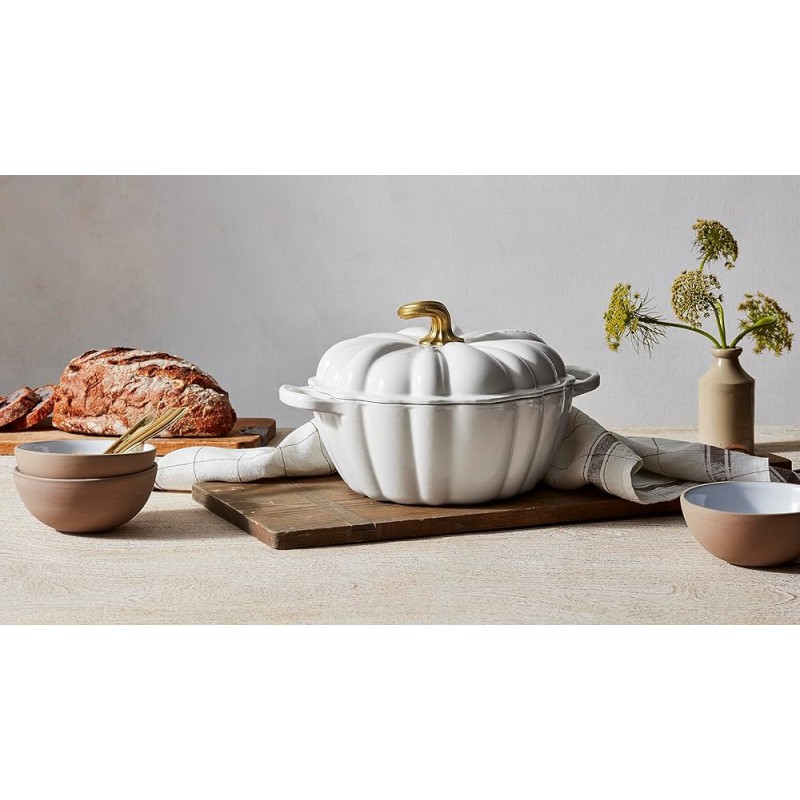 Gietijzeren Cocotte Pompoen 3,7 L Wit Gold (24 cm) - Le Creuset