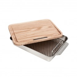 Geborsteld RVS Rechthoekige Braadschaal + Snijplank 38 x 25 cm - Ooni Geborsteld RVS Rechthoekige Braadschaal + Snijplank 38 x 25 cm - Ooni