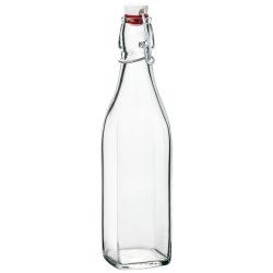 Swing Bouteille Carrée en Verre avec Clip Hermétique 1 L - Bormioli Rocco