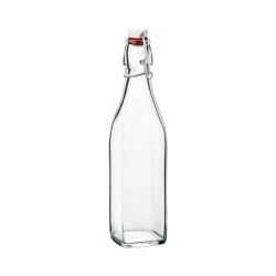 Swing Bouteille Carrée en Verre avec Clip Hermétique 0,5 L - Bormioli Rocco