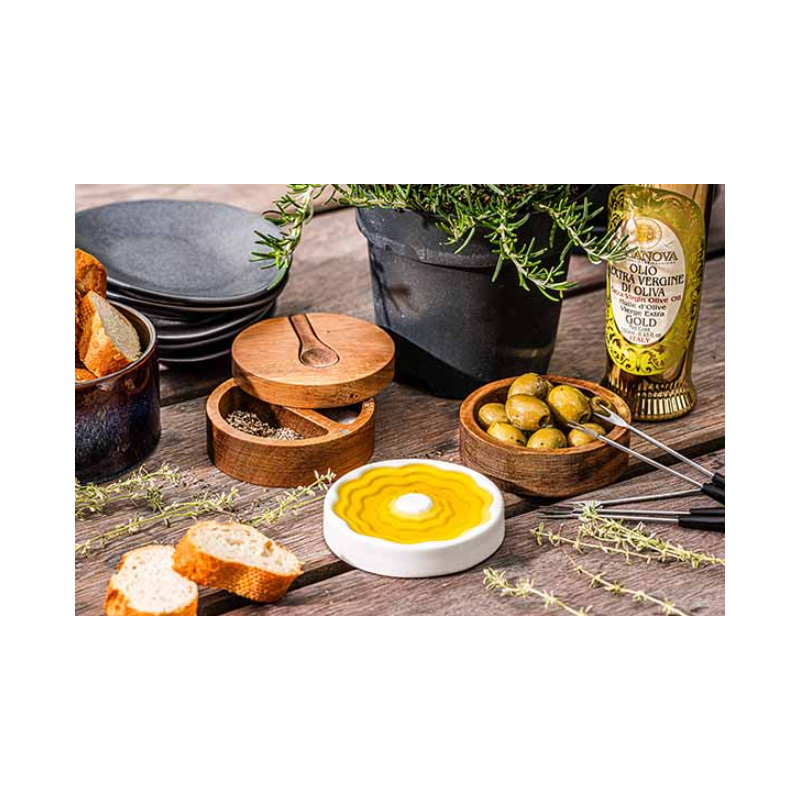 Coupelle à Huile d'Olive, Beurrier et Pot à Sel/Epices Set 3 pcs - Style de Vie