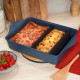 Incroyable Ovenschaal met 2 Rechthoekige Compartimenten Bosbessenblauw 40x30 - Cookut