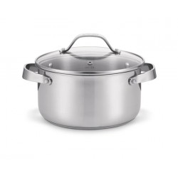 Cicla 3 Casserole/faitout Inox Recyclé avec couvercle en Verre 20 cm 2,8 l