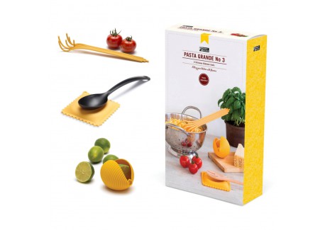 Pasta Grande Set Cuillère à Spaghetti + Repose Cuillère + Presse Citron 3pcs  - Monkey Business
