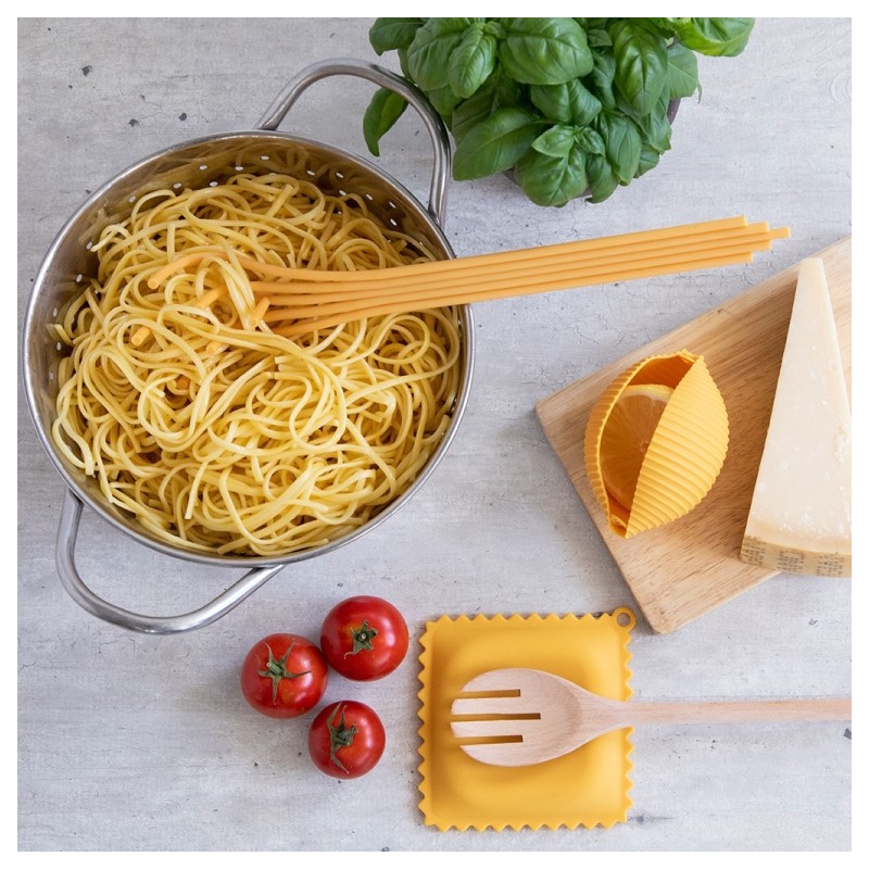 Pasta Grande Set Cuillère à Spaghetti + Repose Cuillère + Presse Citron 3pcs  - Monkey Business