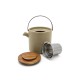 Uméa Set Théière avec Infuseur & Réchaud en Céramique Beige Sable 1,2 L  - Bredemeijer