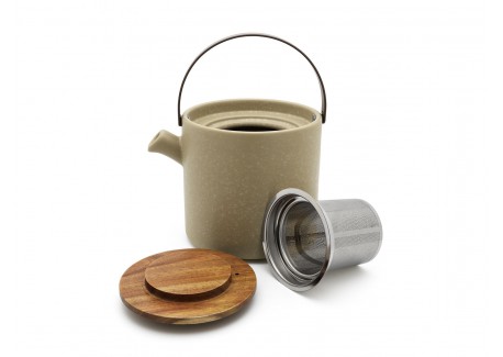 Service à Thé Bredemeijer - Set Viborg 1,2L Avec Réchaud Gris Chaud - Porcelaine - Filtre Inox - Lavable Lave-vaisselle - 3