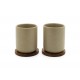Uméa Set 2 Tasses Céramique 20 cl  Beige Sable + Support Bois Acacia  - Bredemeijer