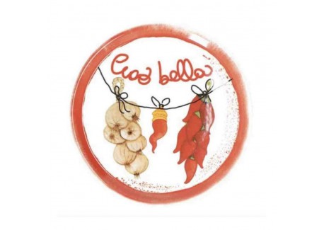 Aumm Italiaans Pizzabord 31 cm "Ciao Bella" Rood - Rose - Tulipani