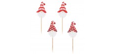 Decoratie voor Kerstlog/Gebak Rode en Witte Elfen 12,5 cm 4 st