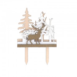 Decoratie voor Kerstlog/Gebak Houten Kerstbos 10x7 cm - Patisdécor