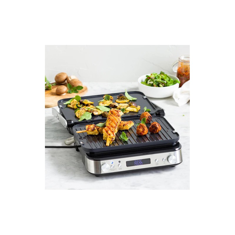 Bistro Grill et Plancha Electrique en Inox Plaques Réversibles 2 en 1 - Greenpan