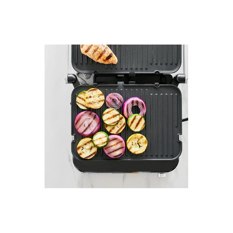 Bistro Grill et Plancha Electrique en Inox Plaques Réversibles 2 en 1 - Greenpan