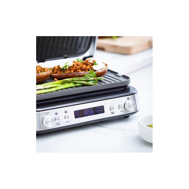 Bistro Grill et Plancha Electrique en Inox Plaques Réversibles 2 en 1 - Greenpan