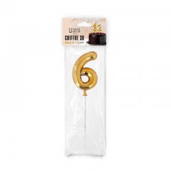 Chiffre 6 Décoration Gâteau Ballon Doré 3D  - Patisdécor Chiffre 6 Décoration Gâteau Ballon Doré 3D  - Patisdécor