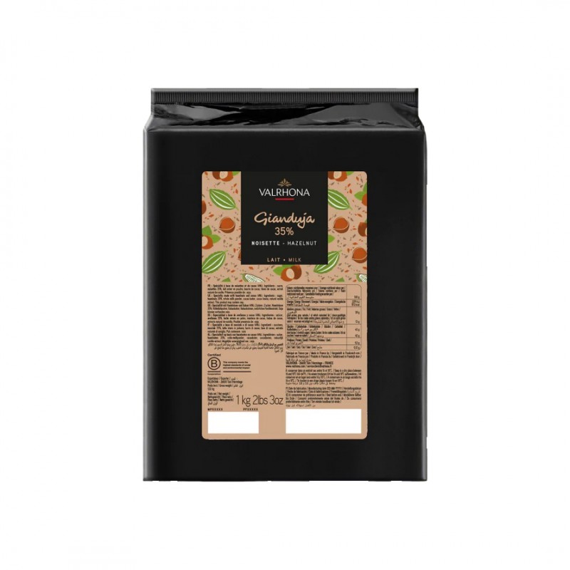 Gianduja Noisette Lait 35% Tablette 1 kg  - Valrhona