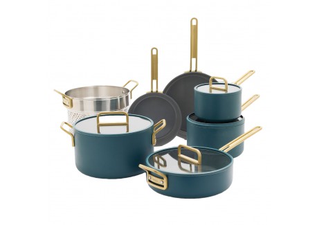 Tucci Collection Batterie de Cuisine Antiadhésive 11 pcs Bleu Vénitien Mat  - Greenpan