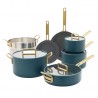 Tucci Collection Batterie de Cuisine Antiadhésive 11 pcs Bleu Vénitien Mat 