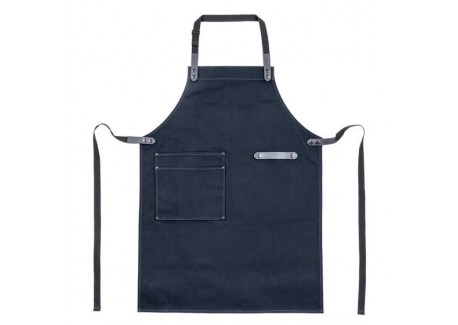 Tablier Pizzaiolo en Toile et Cuir Bleu Denim  - Ooni