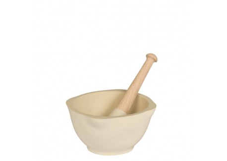 Vijzel en stamper Keramiek en hout Ecru Epure Mat - Emile Henry
