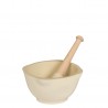Mortier et Pilon Céramique et Bois Ecru Epure Mat 