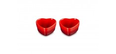 Set 2 Ramequins Coeur Rouge Cerise en Céramique 11 cm 
