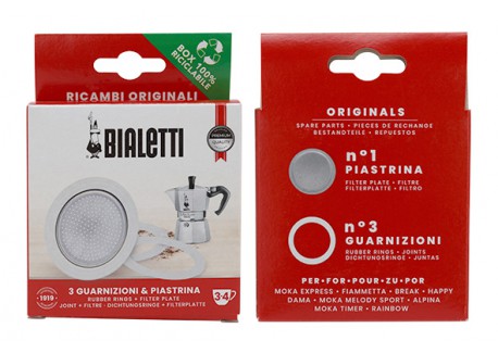 Moka Express 3 Joints + Filtre pour Cafetière Italienne 3 et 4 Tasses - Bialetti