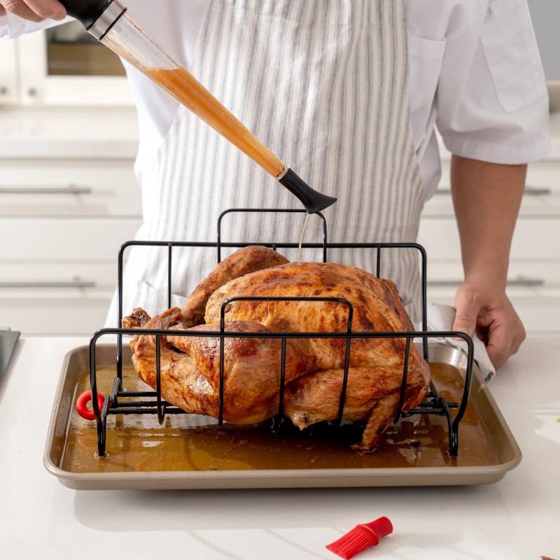 Poire à Sauce/Jus 3-en-1 Embouts Pomme de Douche et Pinceau Silicone 34 cm - Cuisipro