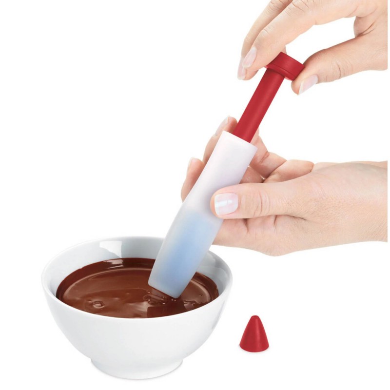 Stylo Pâtissier pour Décoration Chocolat Trait Fin ou Epais Silicone 13 cm - Cuisipro