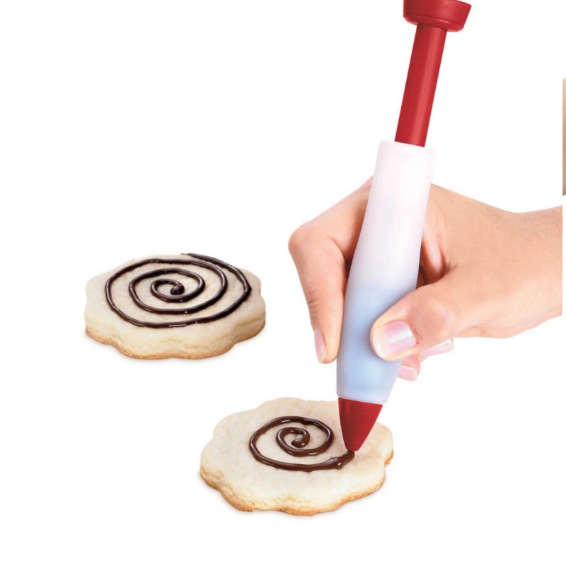 Stylo Pâtissier pour Décoration Chocolat Trait Fin ou Epais Silicone 13 cm  - Cuisipro