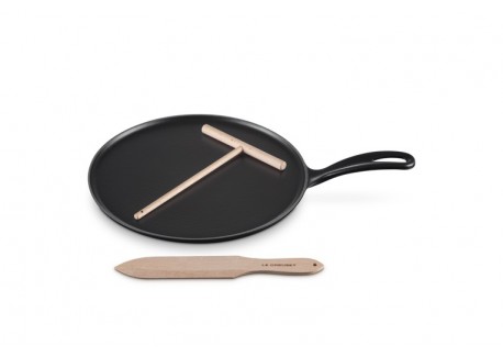 Tradition geëmailleerde gietijzeren pannenkoekenmaker 27 cm + Houten Spatel - Le Creuset