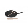 Crêpière Tradition Fonte Emaillée 27 cm + Râteau et Spatule Bois