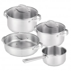 Cicla 3 Batterie de Cuisine Casseroles Inox Recyclé 4 pcs 