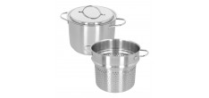 Resto 3 Marmite Inox 24 cm 7L avec Couvercle + Panier à Pâtes 