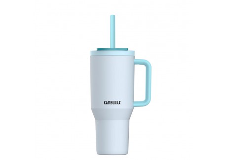 Rio Gourde Isotherme avec Paille Rétractable 950 ml Bleu Clair Frosty Coconut - Kambukka