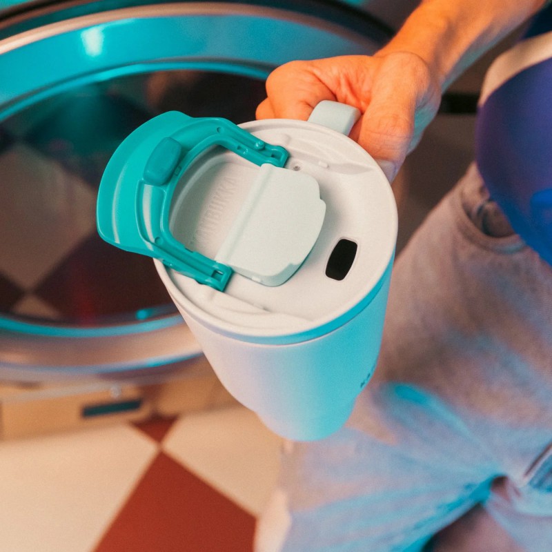 Rio Gourde Isotherme avec Paille Rétractable 950 ml Bleu Clair Frosty Coconut -S - Kambukka