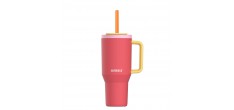 Rio Gourde Isotherme avec Paille Rétractable 950 ml Rose Pink Papaya 
