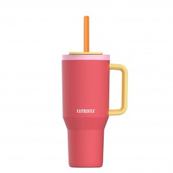 Rio Gourde Isotherme avec Paille Rétractable 950 ml Rose Pink Papaya  - Kambukka