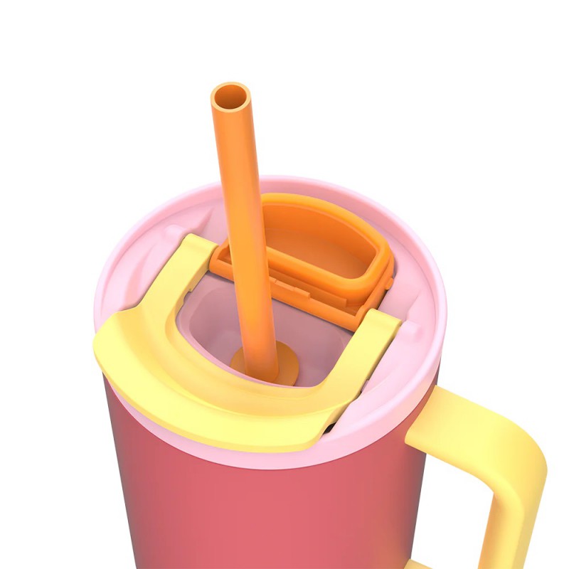Rio Gourde Isotherme avec Paille Rétractable 950 ml Rose Pink Papaya  - Kambukka