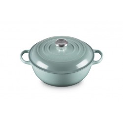 Marmite Fonte Ronde 4,1 L avec Couvercle Rehaussé Bleu Sea Salt (26 cm) 