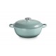 Marmite Fonte Ronde 4,1 L avec Couvercle Rehaussé Bleu Sea Salt (26 cm)  - Le Creuset