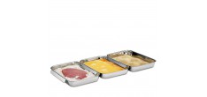 Set 3 Bacs à Paner Rectangulaires Inox 15x22x3 cm 