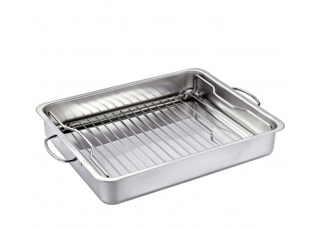 Style Rechthoekige RVS Braadslede + Rooster 40 x 31,5 cm - Kuchenprofi