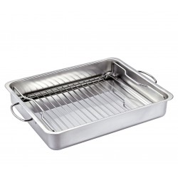 Style Plat à Rôtir Rectangulaire Inox + Grille 40 x 31,5 cm  - Kuchenprofi Style Plat à Rôtir Rectangulaire Inox + Grille 40 x 31,5 cm  - Kuchenprofi