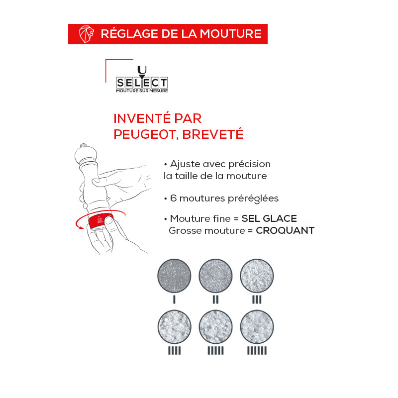 Paris Moulin à Sel 12 cm Satin Noir Mat U'Select Zirlion - Peugeot