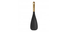 Spatule Cuillère Silicone Noir Manche Bois 30 cm 