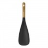 Spatule Cuillère Silicone Noir Manche Bois 30 cm