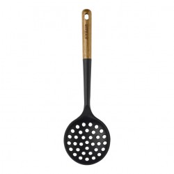 Ecumoire Friture Silicone Noir Manche Bois 31 cm  - Staub Ecumoire Friture Silicone Noir Manche Bois 31 cm  - Staub