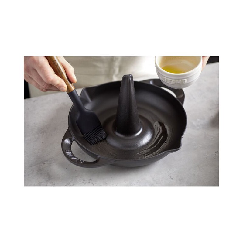 Pinceau à Pâtisserie Silicone Noir Manche Bois 22 cm - Staub