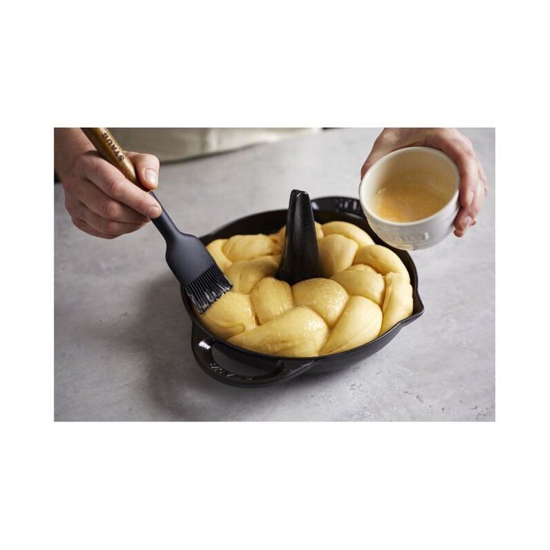 Pinceau à Pâtisserie Silicone Noir Manche Bois 22 cm - Staub